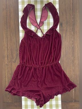 Victoria's Secret Burgundy Velvet Women’s One-Piece Romper